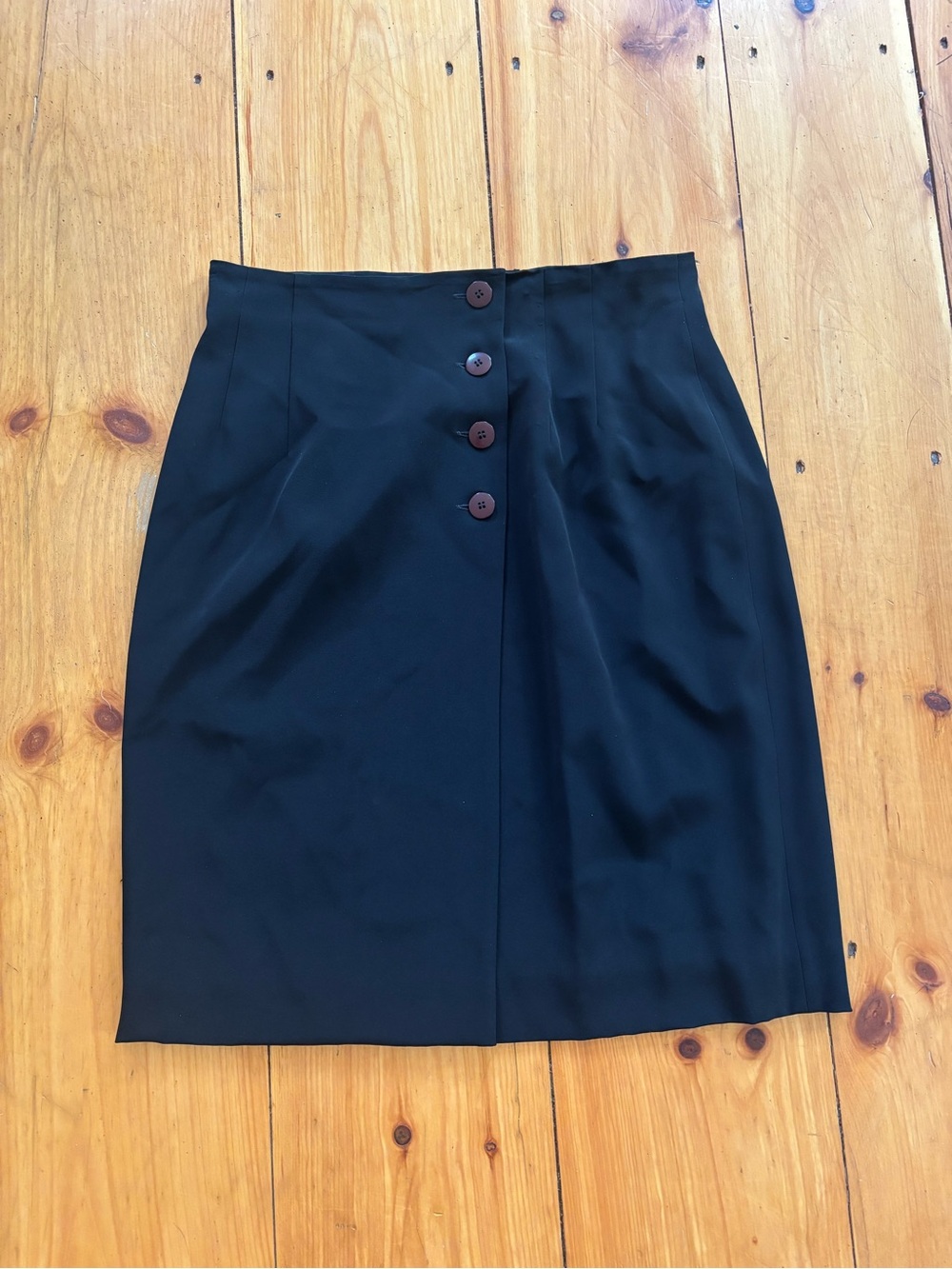 Sandra Roth Black Button Front Pencil Skirt Size 16